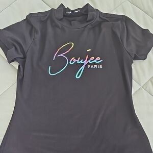 Fashion Nova Black Tee with Rainbow Logo